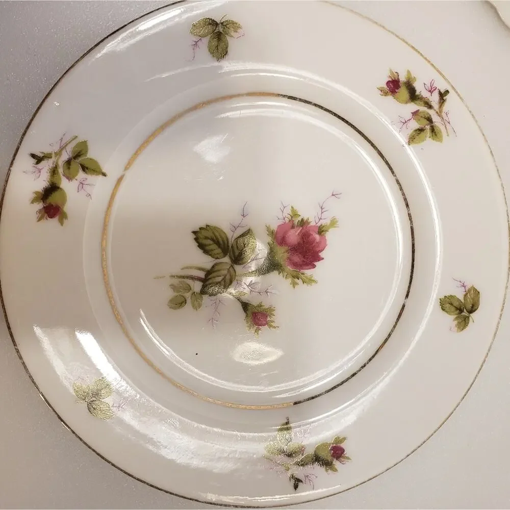 Gold China made in Japan‎ Moss Rose 2 dessert plates 1 Yakama China saucer